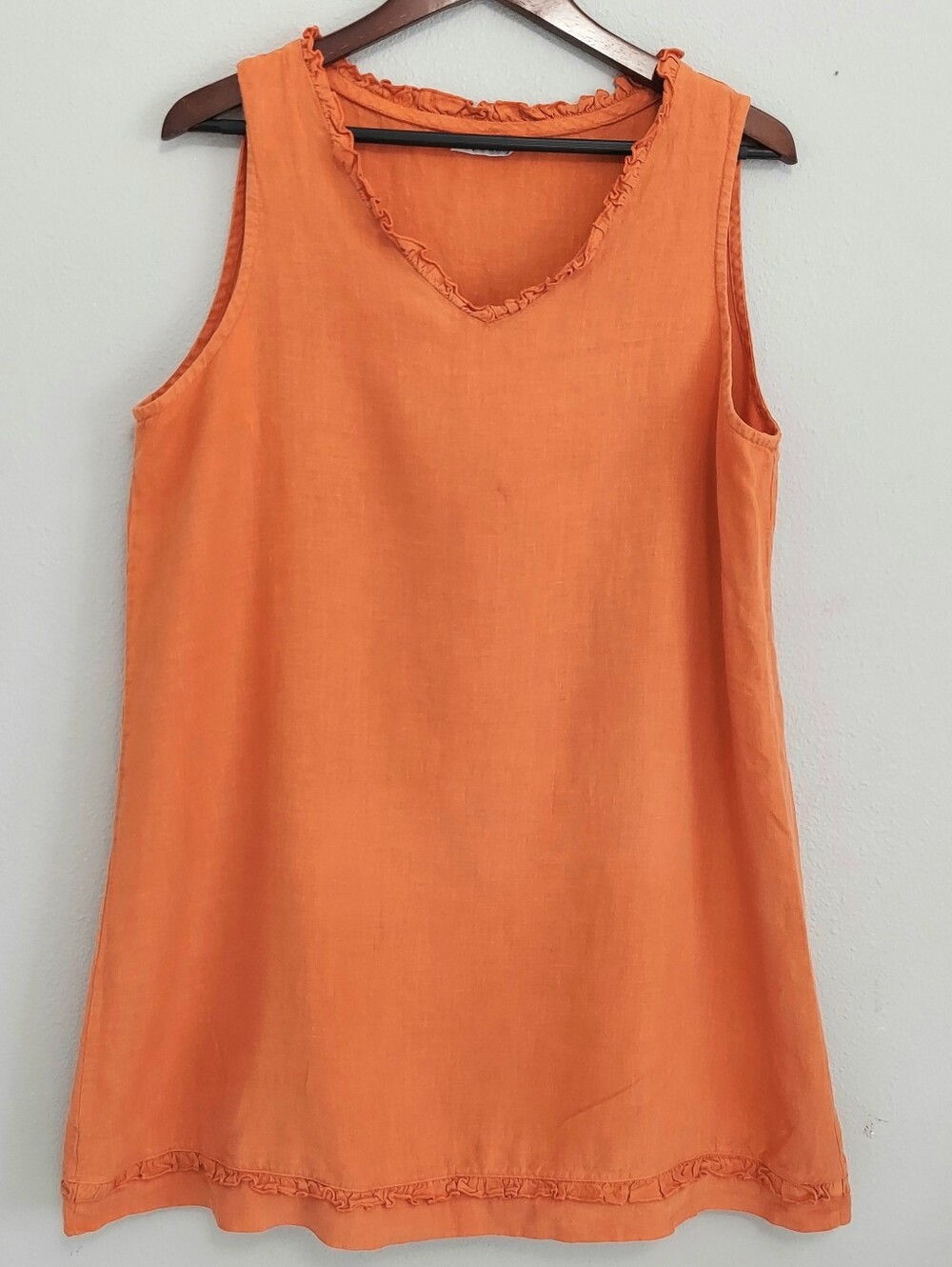 Bryn Walker Linen Sleeveless Tunic Shift Dress In Burnt Orange Medium Lagenlook